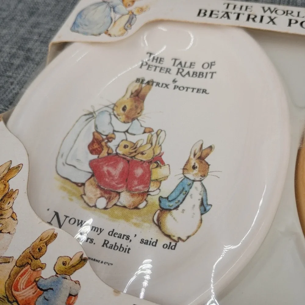 NOS 1988 Beatrix Potter Peter Rabbit Ceramic Soap Dish & Soap Gift Set Boxed